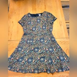 Blue floral print casual dress